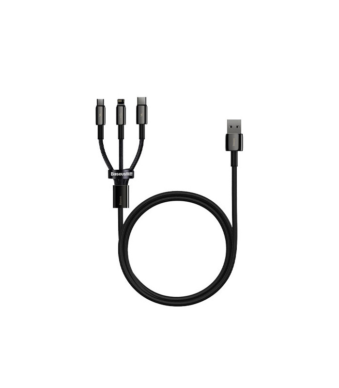 کابل سه سر باسئوس مدل Tungsten Gold USB to M+L+C CAMLTWJ-01 طول 1.5 متر