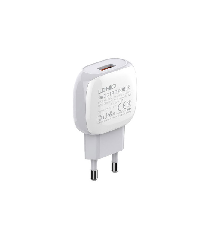 شارژر دیواری فست شارژ الدینیو مدل A1306Q Fast Wall Charger 18W همراه کابل