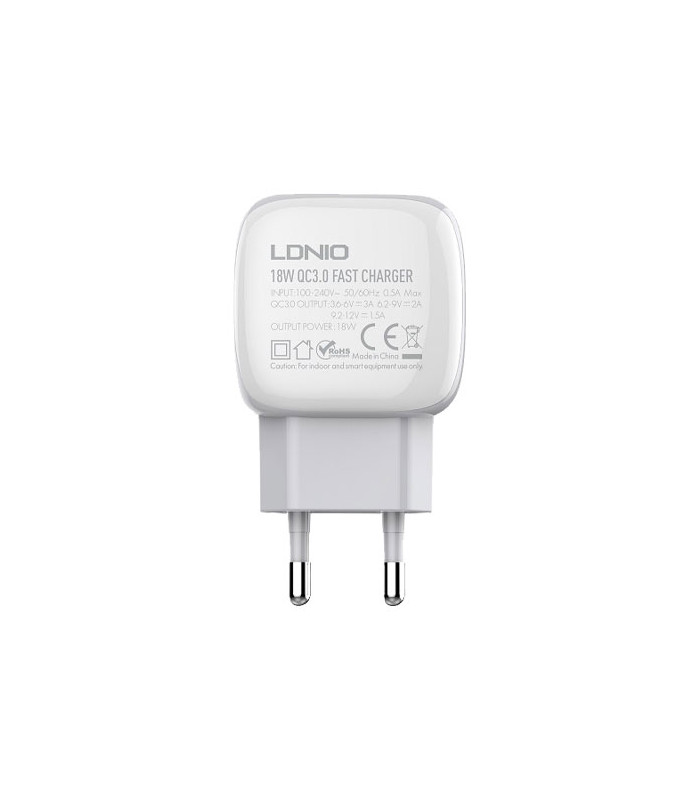 شارژر دیواری فست شارژ الدینیو مدل A1306Q Fast Wall Charger 18W همراه کابل
