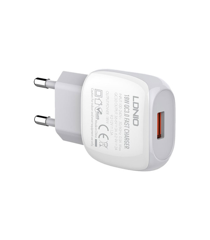 شارژر دیواری فست شارژ الدینیو مدل A1306Q Fast Wall Charger 18W همراه کابل