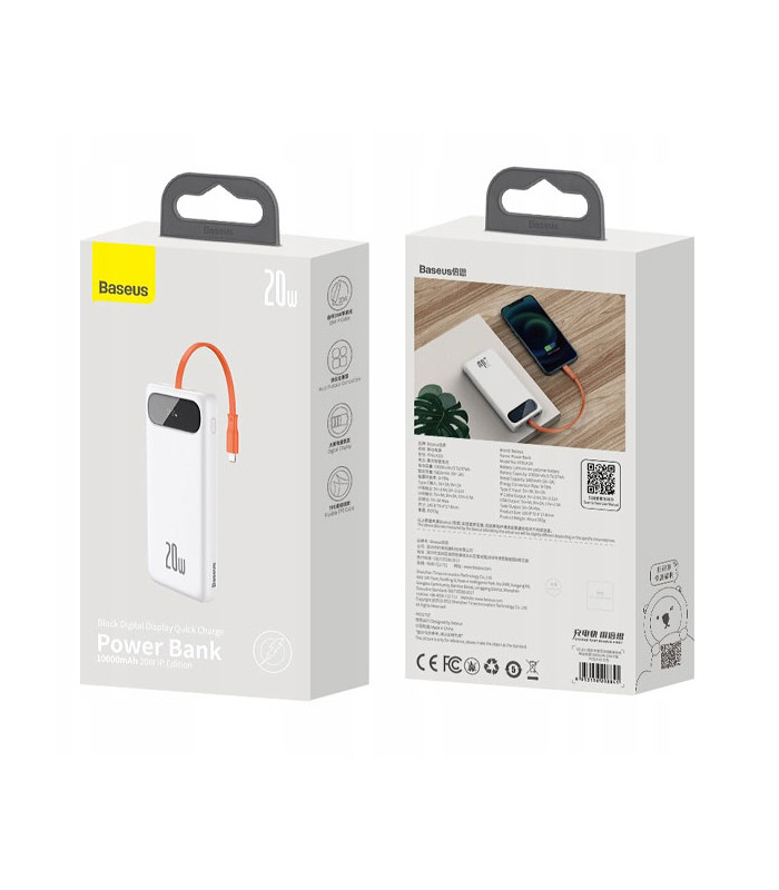 پاوربانک باسئوس مدل Block Digital Display PPBLK-02 با ظرفيت 10000 ميلی آمپر ساعت