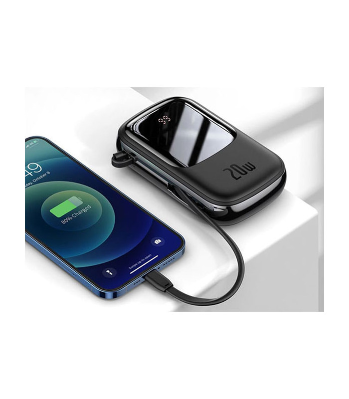 پاوربانک فست شارژ باسئوس مدل Qpow Digital Display با ظرفيت 20000 ميلی آمپر ساعت توان 20 وات