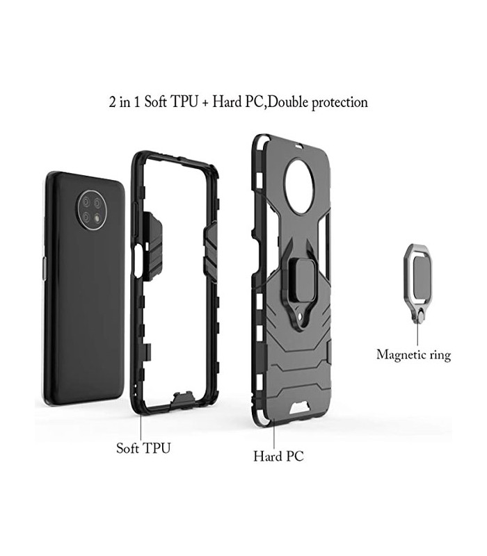کاور محافظ کیشن مدل Keysion Shockproof Armor Ring Holder مناسب برای گوشی Xiaomi Redmi Note 9 5G/Note 9T