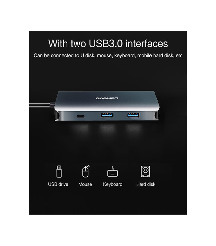 هاب 7 پورت لنوو مدل LX0807G New Multifunctional Type C
