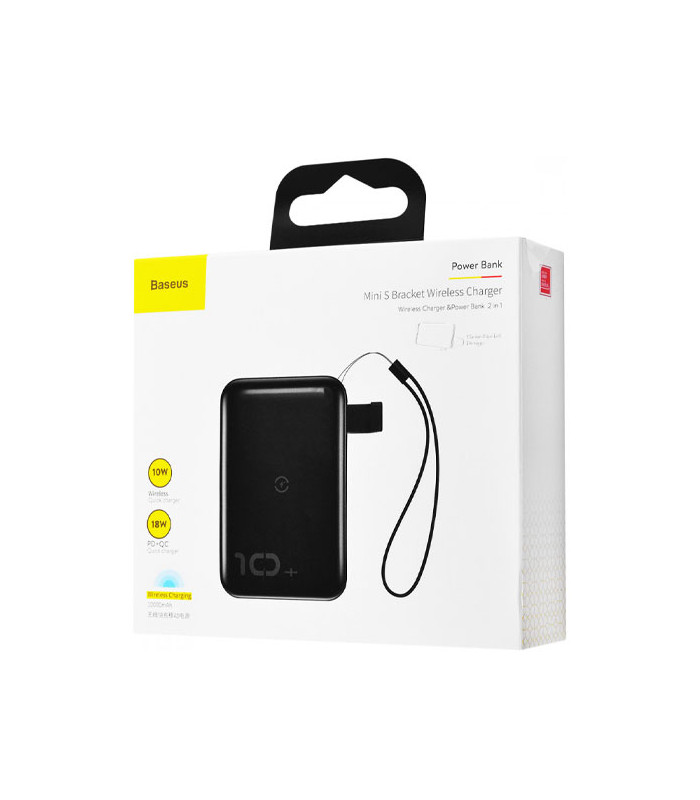 پاوربانک و شارژر بی سیم باسئوس مدل Mini S Bracket با ظرفيت 10000 ميلی آمپر ساعت