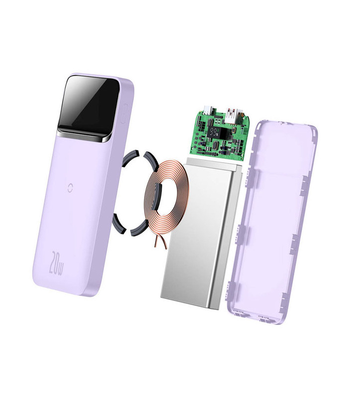 پاوربانک بی سیم فست شارژ مگنتی باسئوس مدل PPCX010005 با ظرفيت 10000 ميلی آمپر ساعت