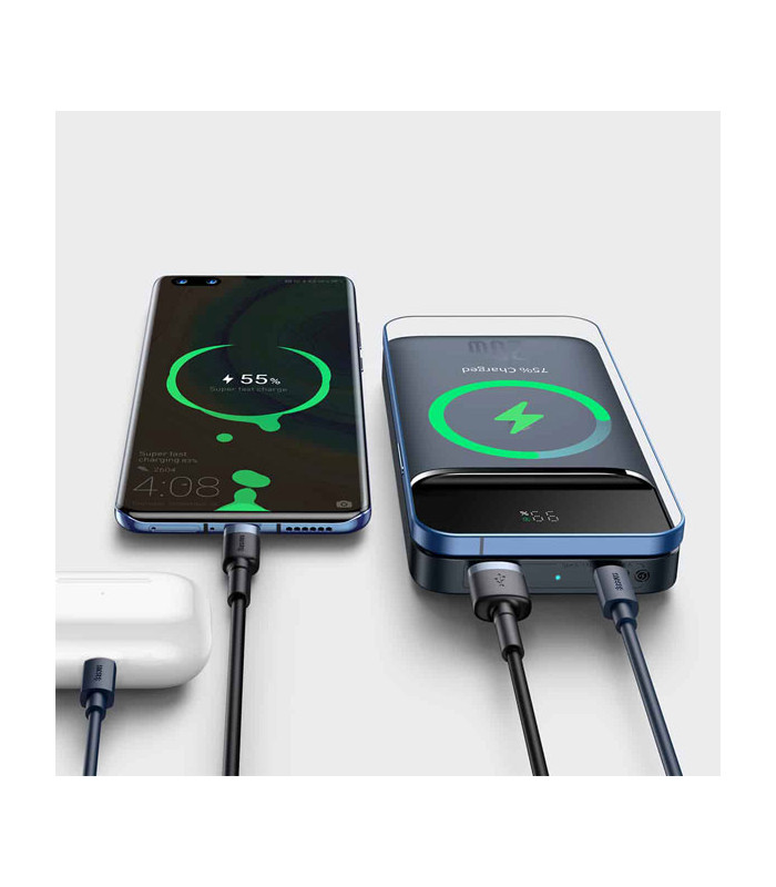 پاوربانک بی سیم فست شارژ مگنتی باسئوس مدل PPMT با ظرفيت 10000 ميلی آمپر ساعت