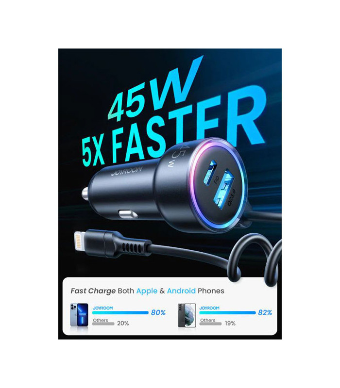 شارژر فندکی فست شارژ جویروم مدل JR-CL08 توان 45 وات