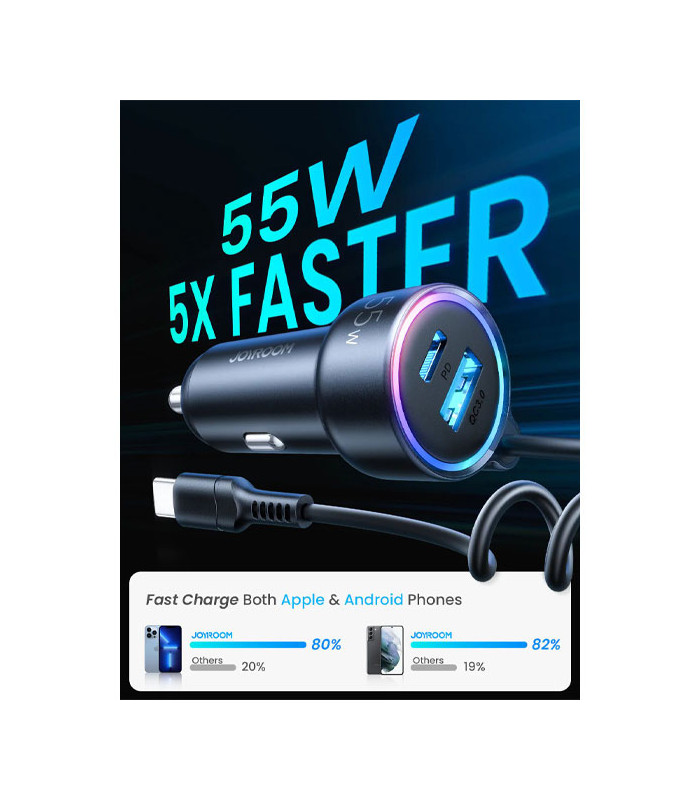 شارژر فندکی فست شارژ جویروم مدل JR-CL07 توان 55 وات