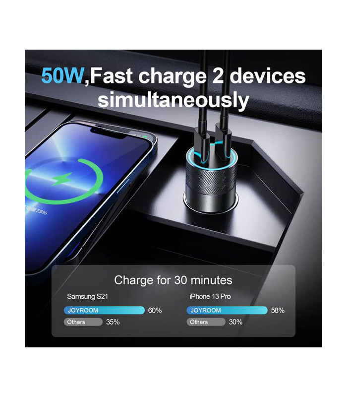 شارژر فندکی فست شارژ جویروم مدل JR-CL13 توان 50 وات