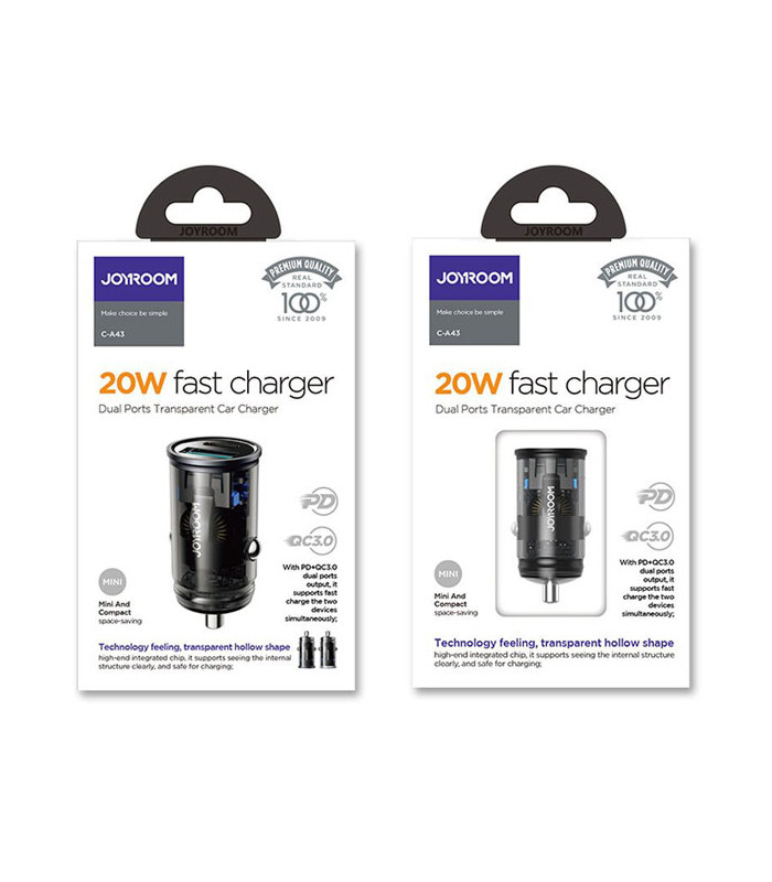 شارژر فندکی فست شارژ جویروم مدل C-A43 توان 20 وات