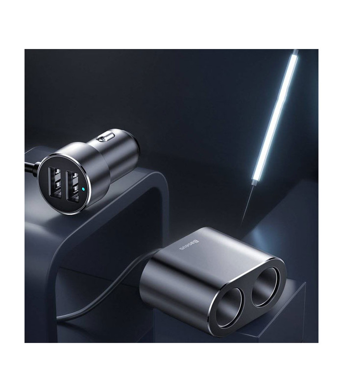 شارژر فندکی باسئوس مدل High Efficiency One to Two CRDYQ-01 توان 80 وات