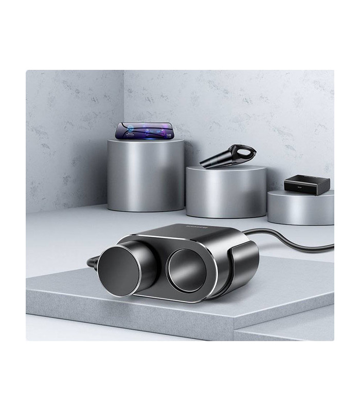 شارژر فندکی باسئوس مدل High Efficiency One to Two CRDYQ-01 توان 80 وات