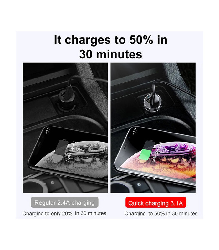 شارژر فندکی باسئوس مدل High Efficiency One to Two CRDYQ-01 توان 80 وات