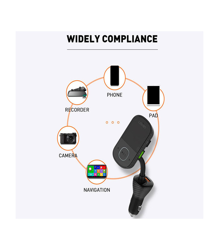 شارژر فندکی و پخش کننده بلوتوث الدینیو مدل C705Q Bluetooth FM Transmitter توان 43 وات