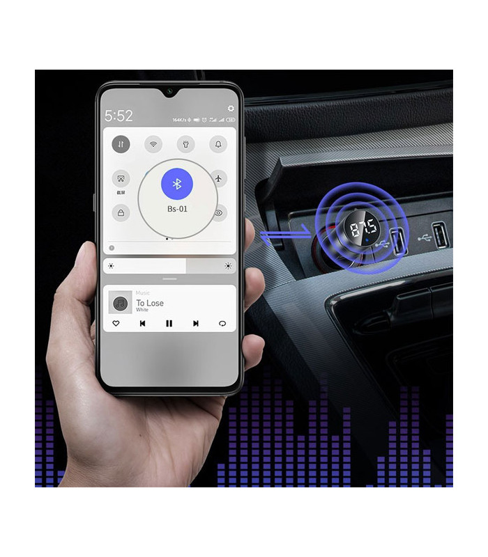 شارژر فندکی و پخش کننده بلوتوث باسئوس مدل Energy Column CCNLZ