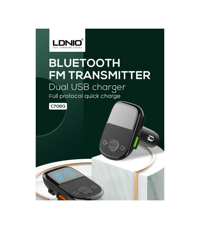 شارژر فندکی و پخش کننده بلوتوث الدینیو مدل C706Q توان 25 وات