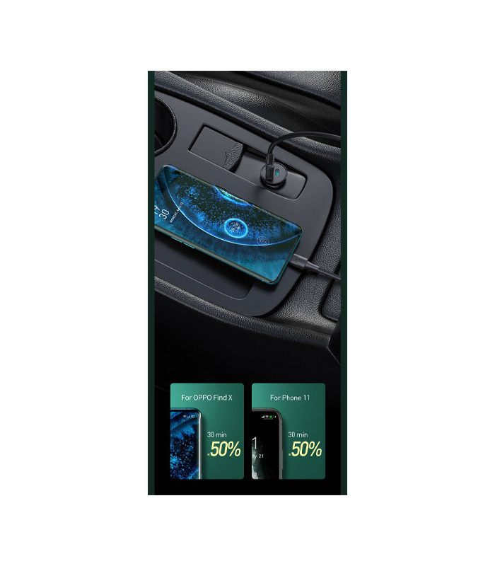 شارژر فندکی فست شارژ باسئوس مدل Circular Metal CCYS-C توان 30 وات