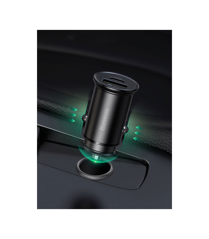 شارژر فندکی فست شارژ باسئوس مدل Circular Metal CCYS-C توان 30 وات