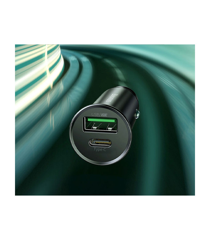 شارژر فندکی فست شارژ باسئوس مدل Circular Metal CCYS-C توان 30 وات