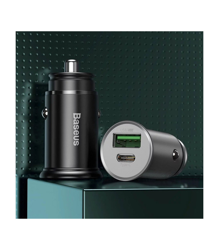 شارژر فندکی فست شارژ باسئوس مدل Circular Metal CCYS-C توان 30 وات