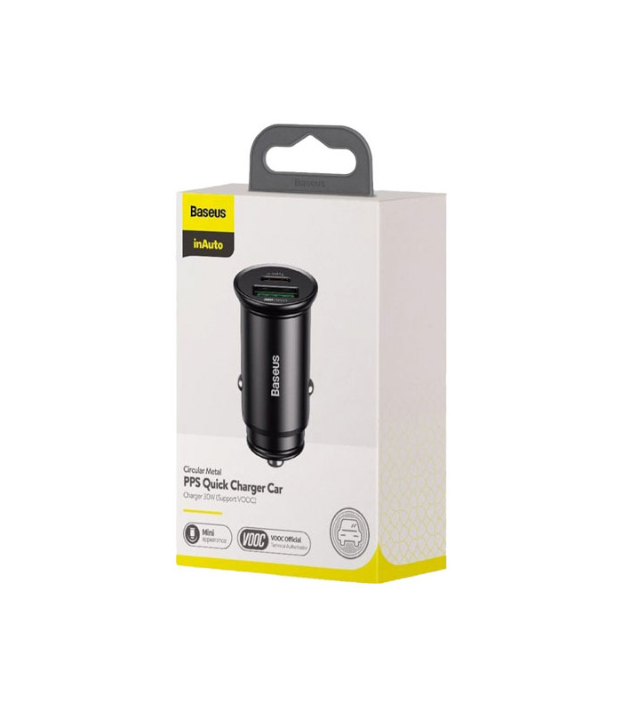 شارژر فندکی فست شارژ باسئوس مدل Circular Metal CCYS-C توان 30 وات