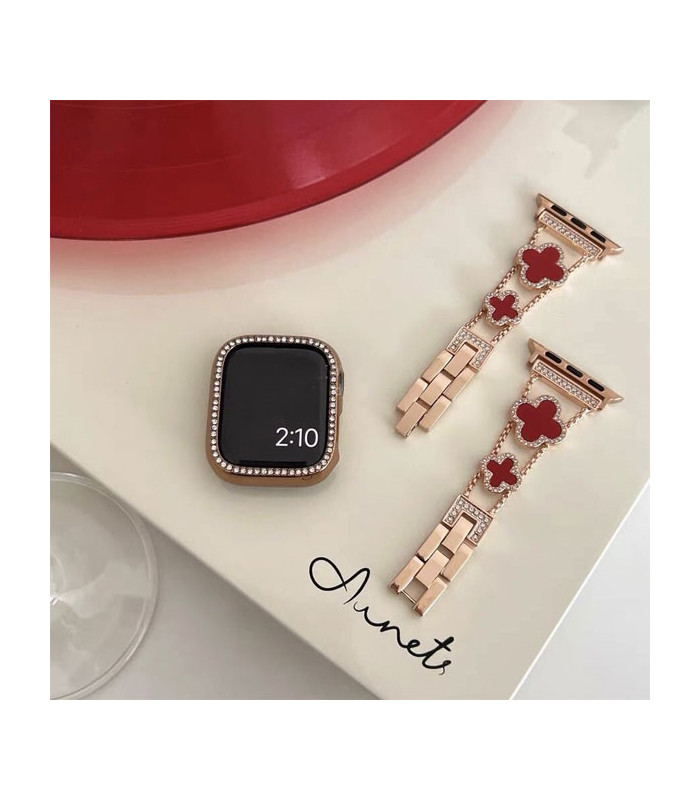 بند ساعت مناسب برای ساعت هوشمند اپل مدل Rose Gold Red Shining Clover