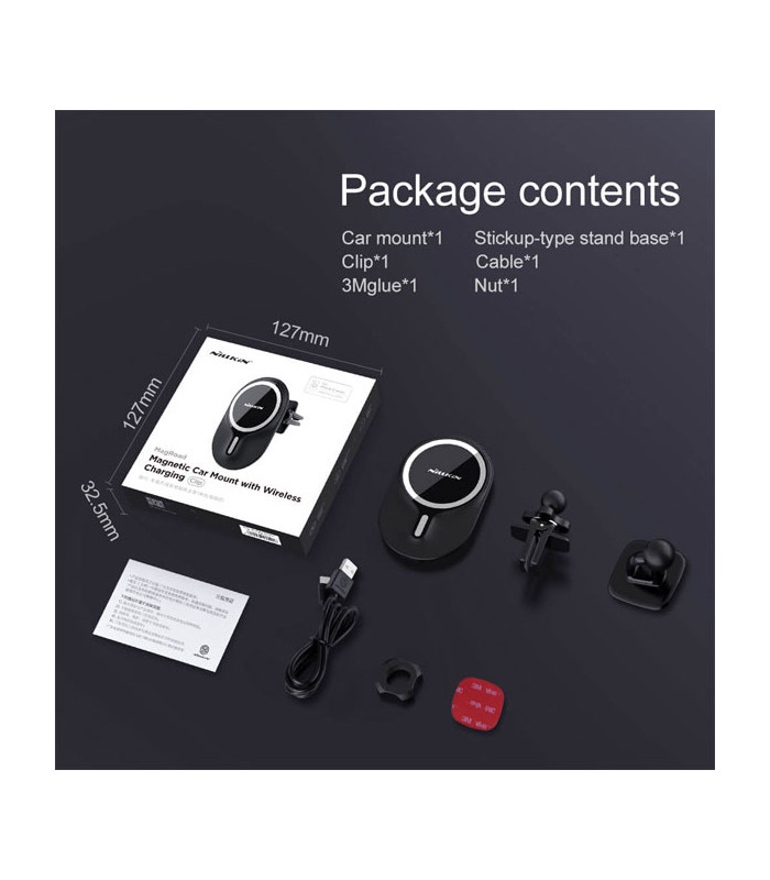 پایه نگهدارنده و شارژر وایرلس گوشی موبایل نیلکین مدل MagRoad NKT08