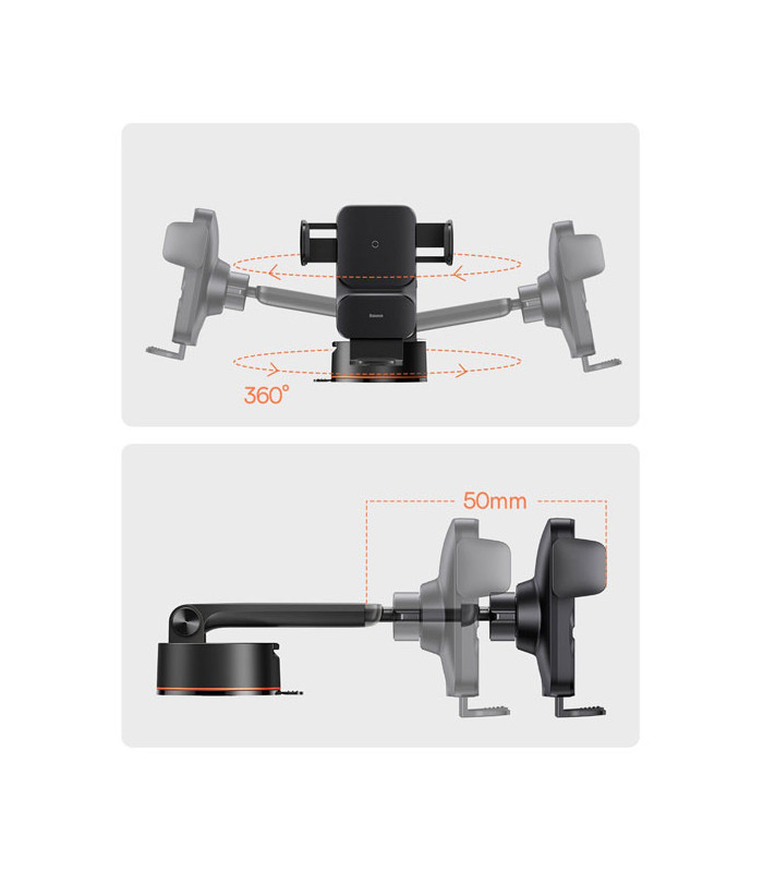 پایه نگهدارنده و شارژر وایرلس گوشی موبایل باسئوس مدل Wisdom Auto Alignment CGZX000101