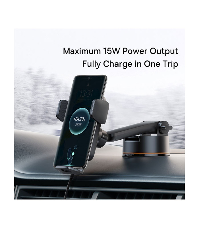 پایه نگهدارنده و شارژر وایرلس گوشی موبایل باسئوس مدل Wisdom Auto Alignment CGZX000101