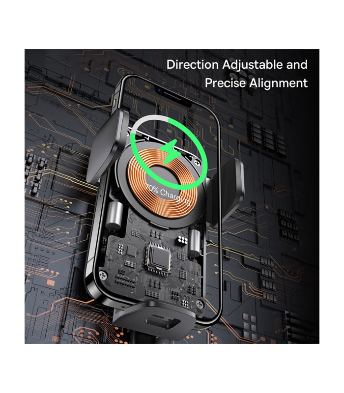 پایه نگهدارنده و شارژر وایرلس گوشی موبایل باسئوس مدل Wisdom Auto Alignment CGZX000101
