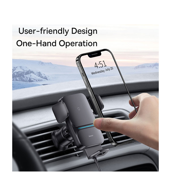 پایه نگهدارنده و شارژر وایرلس گوشی موبایل باسئوس مدل Wisdom Auto Alignment CGZX000001