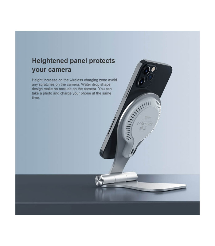 پایه نگهدارنده و شارژر وایرلس رومیزی گوشی موبایل نیلکین مدل NKT11 MagStand