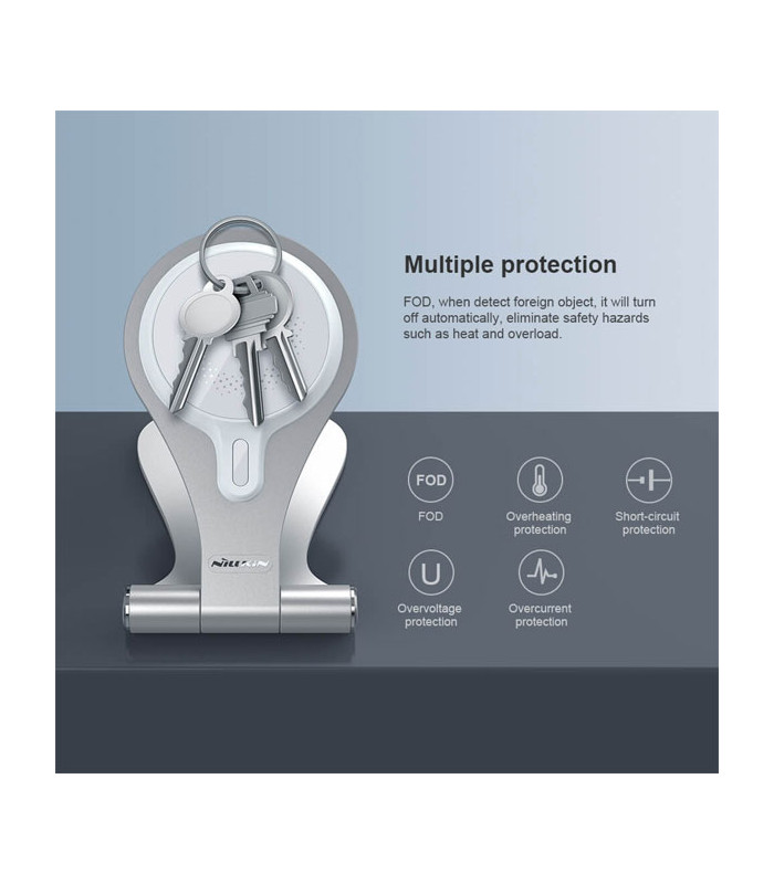 پایه نگهدارنده و شارژر وایرلس رومیزی گوشی موبایل نیلکین مدل NKT11 MagStand