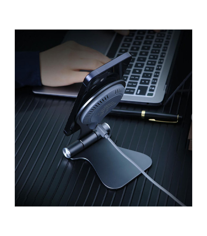 پایه نگهدارنده و شارژر وایرلس رومیزی گوشی موبایل نیلکین مدل NKT11 MagStand