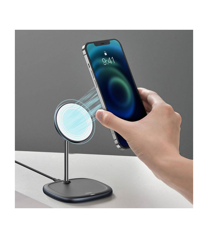 پایه نگهدارنده و شارژر وایرلس گوشی موبایل باسئوس مدل Swan WXSW-01