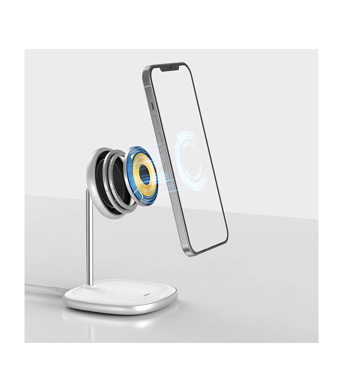 پایه نگهدارنده و شارژر وایرلس گوشی موبایل باسئوس مدل Swan WXSW-01