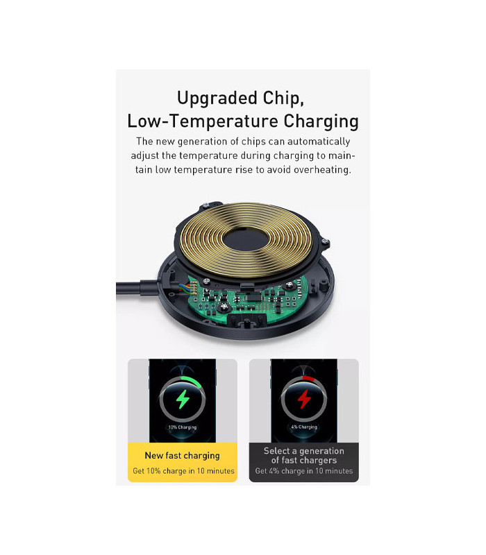 پایه نگهدارنده و شارژر وایرلس رومیزی گوشی موبایل باسئوس مدل Simple Magnetic CCJJ000001