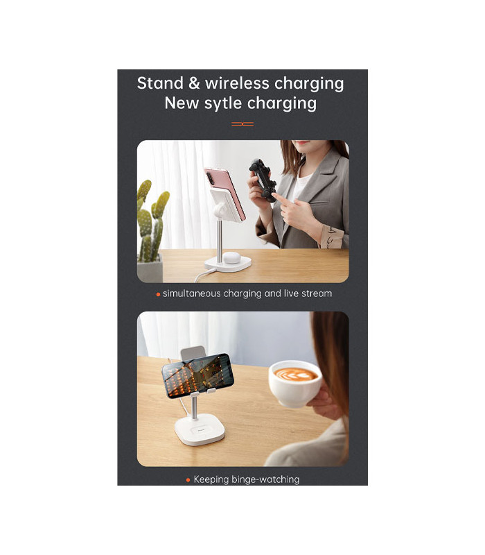 پایه نگهدارنده و شارژر وایرلس رومیزی مک دودو مدل CH-0530