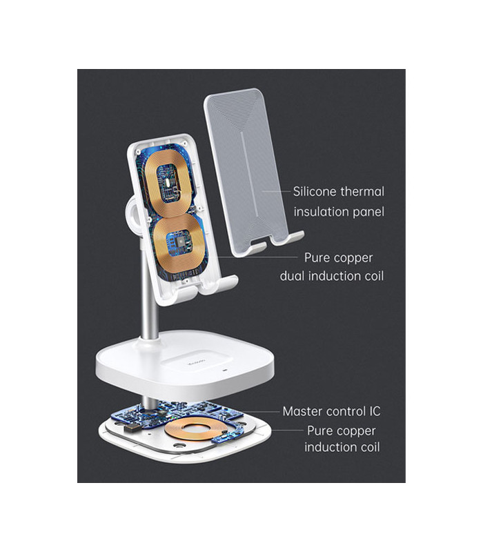 پایه نگهدارنده و شارژر وایرلس رومیزی مک دودو مدل CH-0530