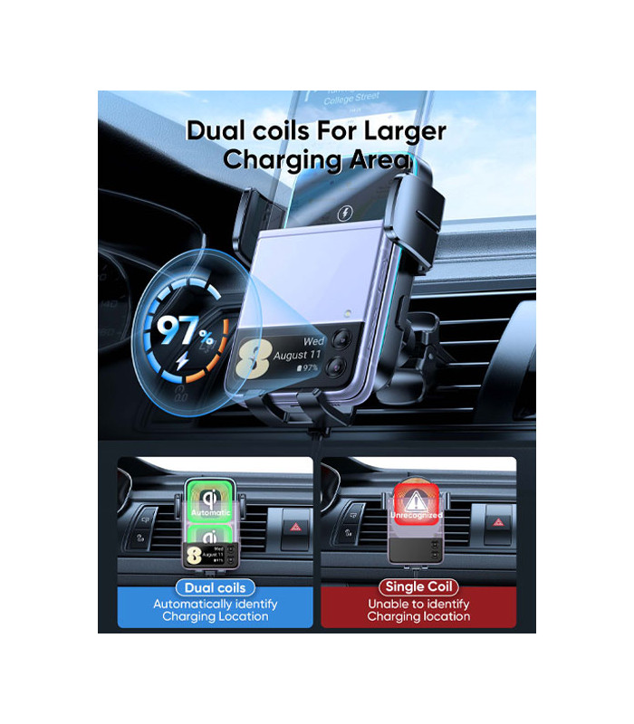 پایه نگهدارنده و شارژر وایرلس دریچه کولری گوشی موبایل جویروم مدل JR-ZS246