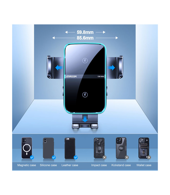 پایه نگهدارنده و شارژر وایرلس دریچه کولری گوشی موبایل جویروم مدل JR-ZS246