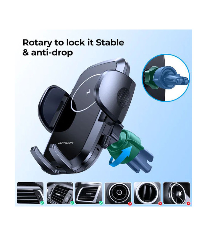 پایه نگهدارنده و شارژر وایرلس دریچه کولری گوشی موبایل جویروم مدل JR-ZS241