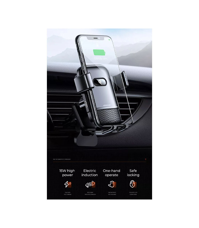 پایه نگهدارنده و شارژر وایرلس دریچه کولری گوشی موبایل جویروم مدل JR-ZS216