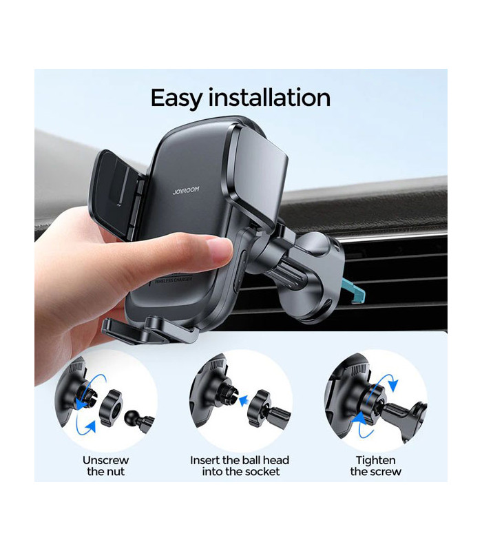 پایه نگهدارنده و شارژر وایرلس دریچه کولری گوشی موبایل جویروم مدل JR-ZS243