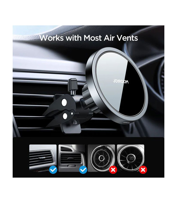 پایه نگهدارنده و شارژر وایرلس دریچه کولری گوشی موبایل جویروم مدل JR-ZS240