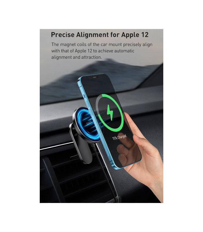 پایه نگهدارنده و شارژر وایرلس گوشی موبایل باسئوس مدل Big Energy Car Mount Wireless Charger WXJN-01