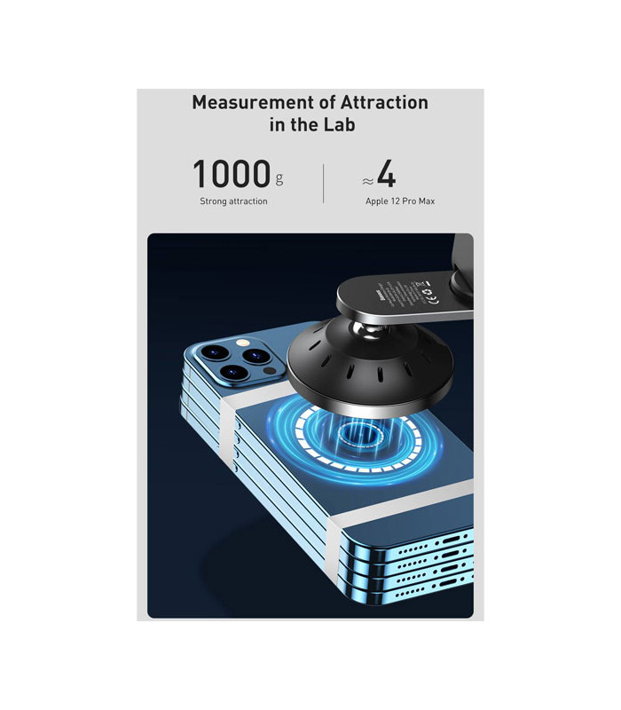 پایه نگهدارنده و شارژر وایرلس گوشی موبایل باسئوس مدل Big Energy Car Mount Wireless Charger WXJN-01