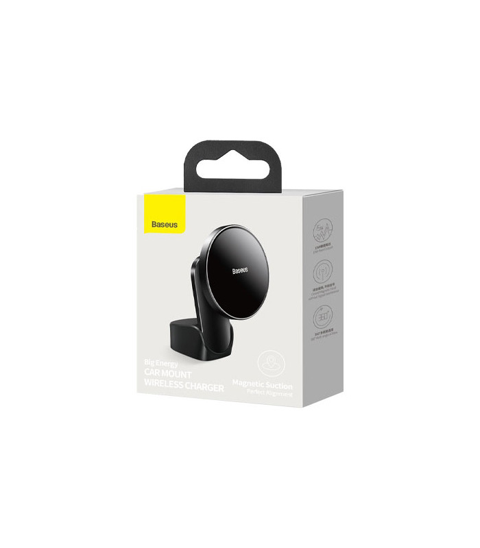 پایه نگهدارنده و شارژر وایرلس گوشی موبایل باسئوس مدل Big Energy Car Mount Wireless Charger WXJN-01