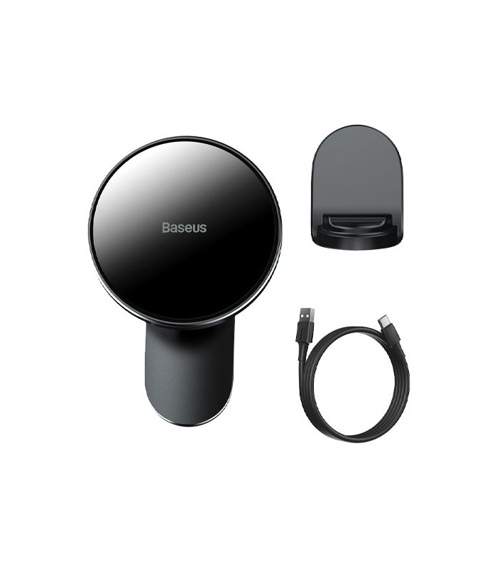 پایه نگهدارنده و شارژر وایرلس گوشی موبایل باسئوس مدل Big Energy Car Mount Wireless Charger WXJN-01